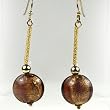 Gold Foil Murano Glass Bead Earrings - Serena Brown
