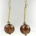 Gold Foil Murano Glass Bead Earrings - Serena Brown