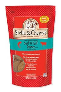 Stella & Chewy's Freeze Dried Surf & Turf (Beef and Salmon) Dinner for Dogs, 16oz Bag, 2-Pack