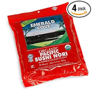 Emerald Cove Silver Grade Organic Pacific Sushi Nori (Dried Seaweed), 50-Count Sheets... by Emerald Cove