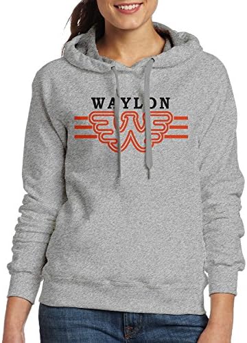 EVALY Women's Best Waylon W Logo Jennings Drawstring Hoodie Ash X-Large