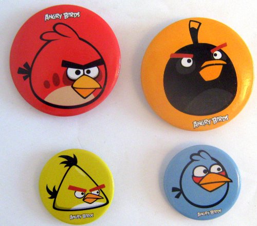 Angry bird toy:Official Licensed GENUINE Angry Birds Lot of 4 Pins / Buttons - Licensed Angry Birds Merchandise