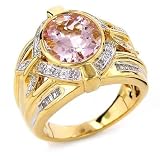 14K Pink Morganite & Diamond Wide Band