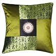 Decorative Handmade Silky Green Cushion Cover / Pillow Sham - Chinese Calligraphy & Sunflower Design
