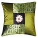 Decorative Handmade Silky Green Cushion Cover / Pillow Sham - Chinese Calligraphy & Sunflower Design
