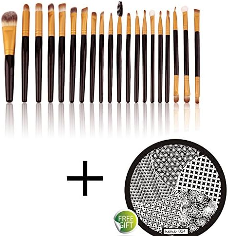 Cool7 20pcs/Set Brushes Pro Powder Foundation Eyeshadow Eyeliner Lip Brush Tool Set with a Nail Art Image Stamp