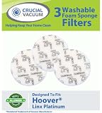 Hoover Linx Washable & Reusable Foam Sponge Filter 3-Pack; Replaces Hoover Platinum Linx Part # 902185003, 562161003, 410044001, BH50010, BH50015, SH20030; Designed & Engineered By Crucial Vacuum