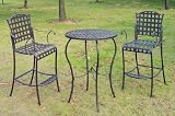 Santa Fe Iron Bar Bistro Set of Three (Matte Brown) (39"H x 30"W x 30"D)