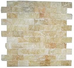 Honey Onyx Split Face 1x2 Mosaic Tile for Kitchen Backsplash, Wall tile