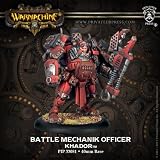 Warmachine - Khador: Battle Mechanik Officer- Battle Mechanik Unit Attachment (white metal)