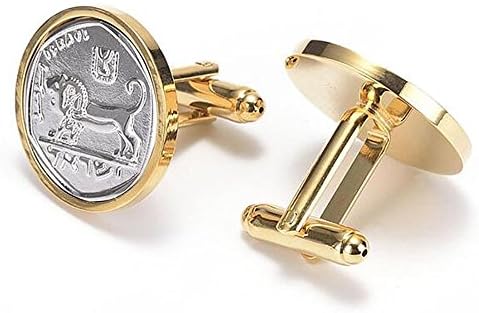 Extravagant Crown Stainless Steel Coin Shift Gear Cufflinks for Men with Gift Box