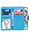 Galaxy S6 Edge Case, Crosspace Flip Wallet Case Premium PU Leather 2-in-1 Protective Magnetic Shell with Credit Card Holder/Slots and Wrist Lanyard for Samsung Galaxy S6 Edge (Blue)