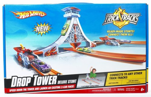 Childrens Toyshop  Toys : Mattel Hot Wheels Trick Tracks Drop Tower Deluxe Stunt