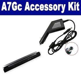 Asus A7Gc Laptop Accessory Kit includes: EM-LTLI-9067-4.4 Battery, SDA-3556 Car Adapter