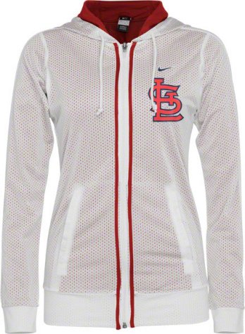 Womens St. Louis Cardinals White Fresh Mesh Hooded Sweatshirt - M