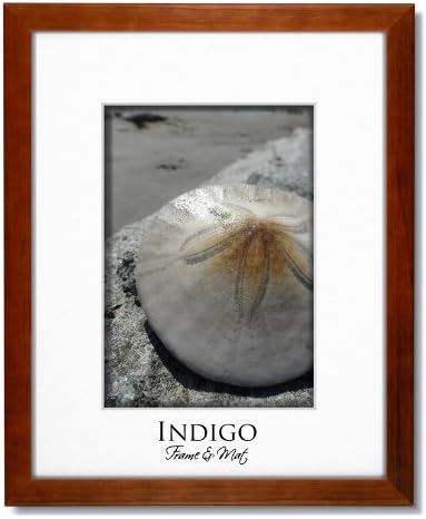 16x20 Teak Stained Wood Frame and Glass with Single White Mat for 12x16.