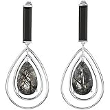 Sterling Silver Onyx and Black Tourmalinated Quartz Earrings