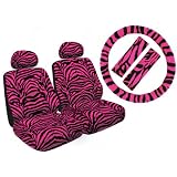 7 Piece Safari Animal Print Automotive Interior Gift Set - 2 Low Back Bucket Seat... 
