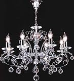 LAMPS BEAUTIFUL Contemporary Orbiter Eight Light Crystal Chandelier by James R. Moder--Excellent customer service--see our feedback.