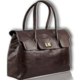 Lazarotti Handtasche K20112, Shopper, XL, aus edlem Vollrind-Leder, dunkelbraun
