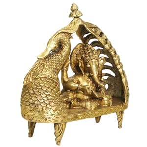 Artistic Brass Ganesh Statue in a Swan Boat