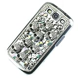Handmade Silver Skull Crystal diamond Bling Case for Samsung Galaxy S3 III 9300