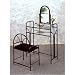 Glossy Black Finish Metal Vanity Table Mirror & Stool/Bench Set