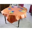65 inch square Carmagnole Tone on Tone Coated Orange French Tablecloth with 6 napkins
