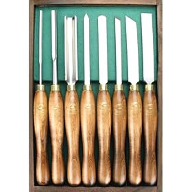 Crown 290 High Speed Steel Woodturning Set in Wooden Box, 8-Piece