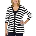 Mossimo&reg; Black Plus Striped Ultra Soft Boyfriend Cardigan - Black/White