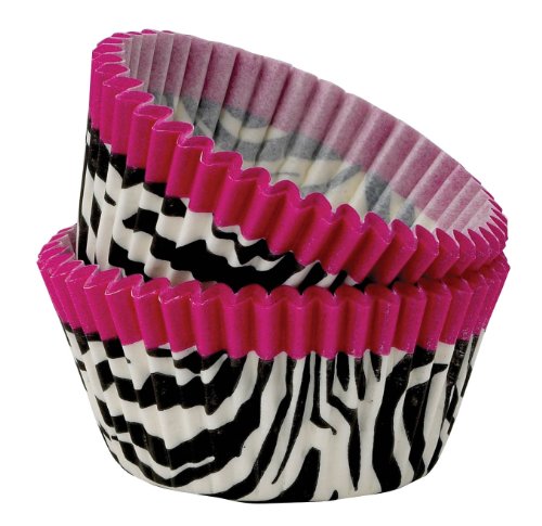 SIEGE Cupcake Creations 2-Inch Pink Zebra Cupcake Holders, 32 Count