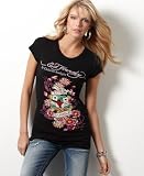 Ed Hardy Tee, Basic Short Sleeve Crew in Shark Rose