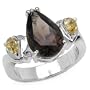 4.05 Carat Genuine Smoky Quartz & Citrine Silver Ring