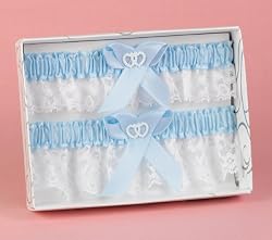 Hortense B. Hewitt Wedding Accessories Double Heart Garter Set, Blue