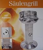 Edelstahl Rundgrill Säulengrill / 86x47x48cm / 4 Stufen / BBQ Grill rund mit Belüftung und Entleerung, H-60315