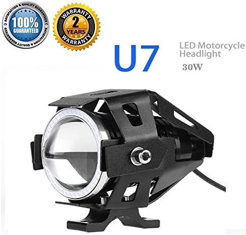 LOVEN 125W CREE U7 LED Motorcycle Spot Light Driving Headlight With Angel Eyes Light Ring (Only One)