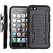 STARSHOP Compatible with iPhone 5 Case, [Heavy Duty] Dual Layers with Kickstand and Locking Belt Clip with Premium Screen Protector Black