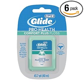 Glide Comfort Plus Dental Floss, Mint, 43.7-Yard Dispenser (Pack of 6)