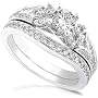 1.00ctw Round Brilliant Diamond Wedding Ring Set in 14kt White Gold (HI/SI-I1)
