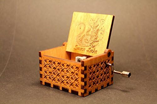 Engraved Wooden Music Box Swan Lake
