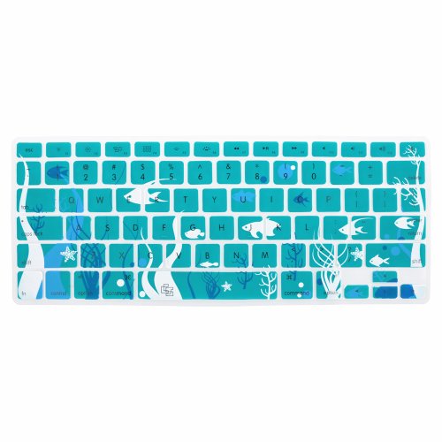 Case Star Ocean series Aqua Blue Keyboard Silicone Cover Skin With The Seaweed And Fish Pattern for Macbook 13 Unibody / Macbook Pro 13 15 17 + Case Star Cellphone Bag