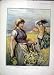 1897 Colour Print Woman Man Picking Flowers Old Print