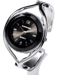 Jovivi Fashion Silver-tone Oval Quartz Wrist Watch, Cuff Bangle Bracelet Band -- Black