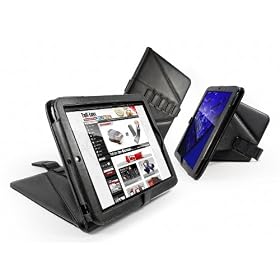 Tuff-Luv Tri-Axis Series: Genuine Leather case cover for HP TouchPad - Black