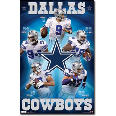 (22x34) Dallas Cowboys Team Ware Romo Jones Witten Austin Sports Poster Print