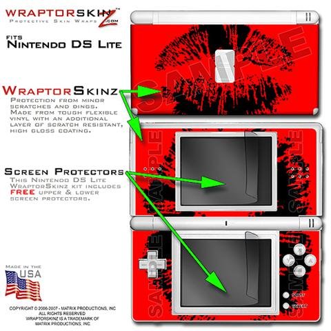 Big Kiss Black on Red WraptorSkinz Skin kit fits Nintendo DS Lite (DS LITE NOT INCLUDED)