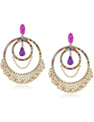 Betsey Johnson "Carnival" Large Crystal Gypsy Hoop Earrings
