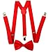 Premium Quality 1 Inch Suspender & 4.5 Inch Bowtie Combo Set, Mens Womens Unisex