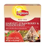 Lipton Red Tea, Harvest Strawberry & Passion Fruit, Tea Bags, 20-Count Boxes (Pack of 6)