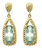 14k Yellow Gold Green Amethyst Earrings by Duneier of NY